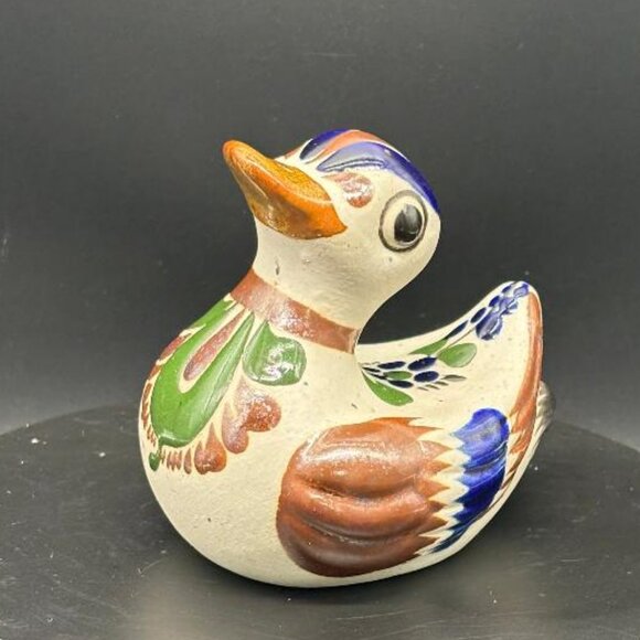 Vintage Mexican Tonala Hand Painted Folk Art Stoneware Duck Figurine Statue - Picture 1 of 8